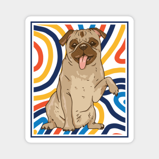 Cute and Colorful Portrait of a Pug Dog // Adorable Pug // Pug Mom Magnet