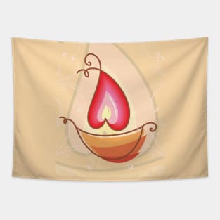 Decorative Oil Lamp Diwali Festival of Light Greeting For Everyone Tapestry