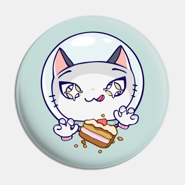 Space Cat and cake Pin by Kurocha