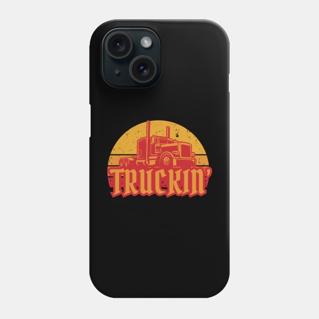 Trashy Trucker 'Truckin' Vintage Sunset Rig Phone Case by DreamySteve's