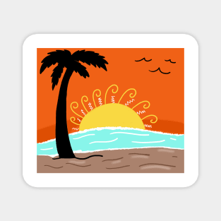 Tropical Palm Tree Beach Sunset Magnet