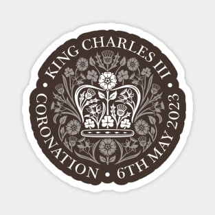 King Charles III Official Coronation Emblem white on black Magnet