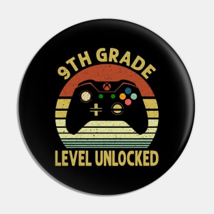 9th Grade Level Unlocked First Day of School Video Gamer Pin