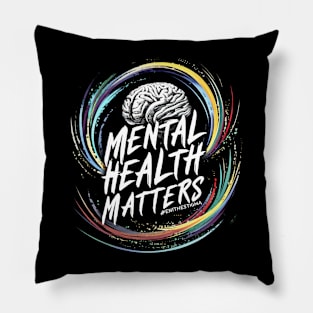 Colorful Brain Art - Mental Health Matters Pillow