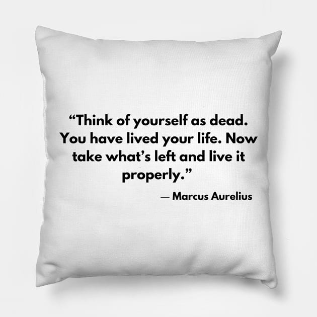 “Think of yourself as dead. You have lived your life. Now, take what's left and live it properly.” Marcus Aurelius Pillow by ReflectionEternal