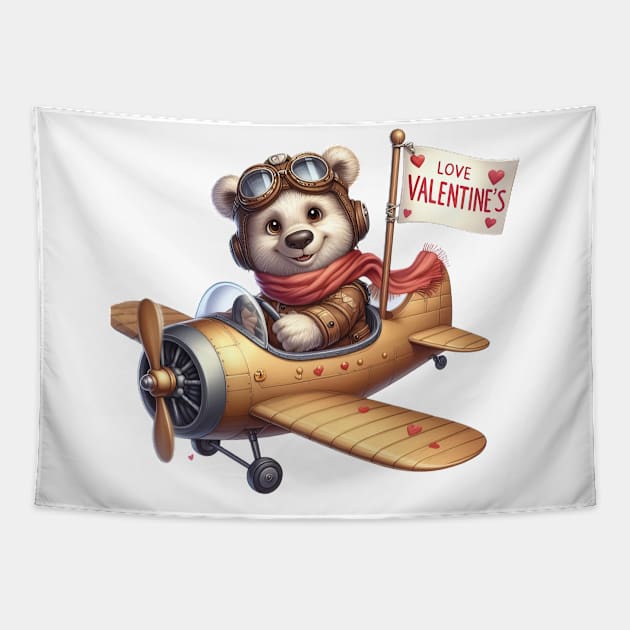 Valentine Love Bear Tapestry by Chromatic Fusion Studio