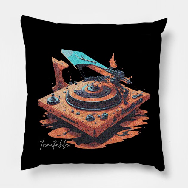 Vintage turntable Pillow by Unreal Kingdom