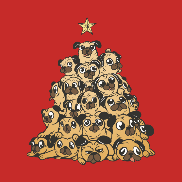 Cute Christmas Tree of Pugs by SLAG_Creative