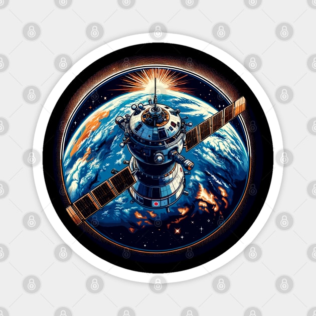 Soyuz in Orbit - Earth and Stars Magnet by Graphic Wonders Emporium