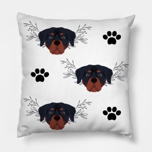 Rottweiler Dog Breed Face Pattern Pillow