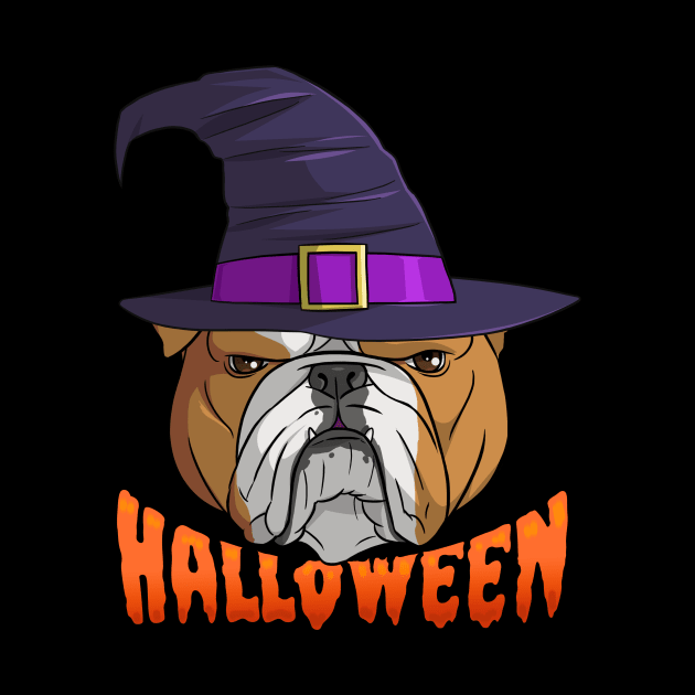 English Bulldog Witch Happy Halloween by Noseking