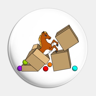 Little horse is jumping out of a box Pin