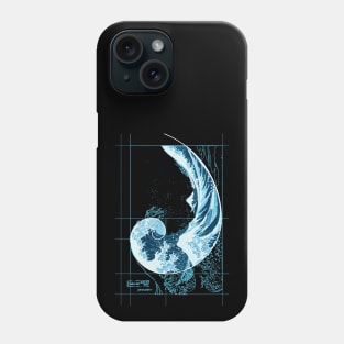 Hokusai Meets Fibonacci, Blue Phone Case