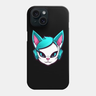 Cartoon Cat with Headphones Phone Case