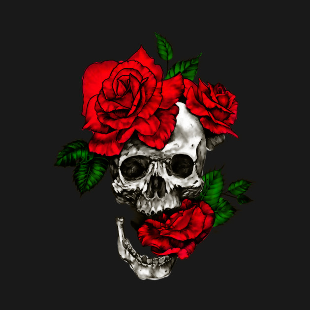 The Skull And The Roses - Skull Roses - T-Shirt | TeePublic