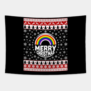 LGBT Gay Rainbow Merry Christmas Tapestry