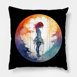 Aerial Hoop Circus Dancer Watercolor Pillow