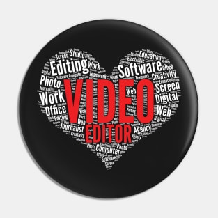 Video editor Heart Shape Word Cloud Design print Pin