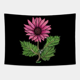 Pink Flower Drawing Tapestry