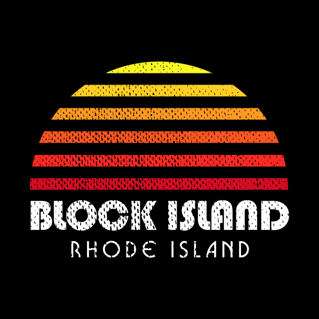 Block Island Rhode Island New England Retro Sunset by PodDesignShop