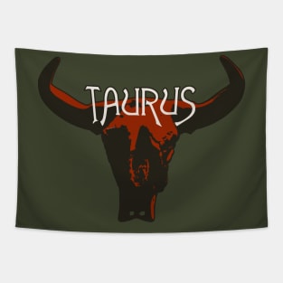 Red Taurus Bull Skull for Astrological Zodiac Sign Tapestry