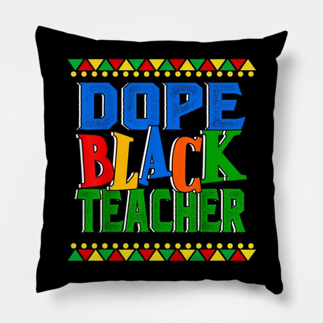 Dope Black Teacher Melanin Queen Black Pillow by Luna The Luminary