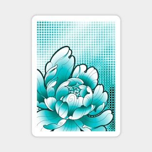 turquoise peony flower Magnet