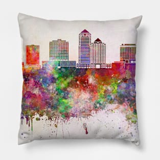 Albuquerque V2 skyline in watercolor background Pillow