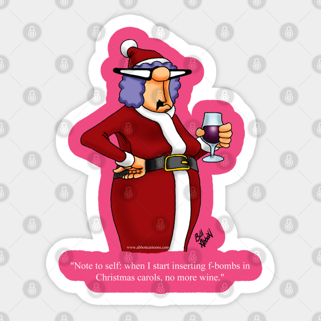 Funny Spectickles Christmas Wine Cartoon - Funny Christmas - Sticker
