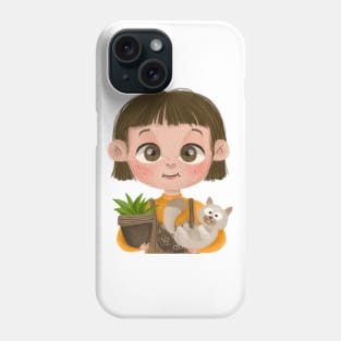 Little Girl and Cat Phone Case
