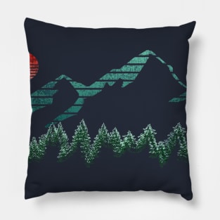green mountain and red moon Pillow