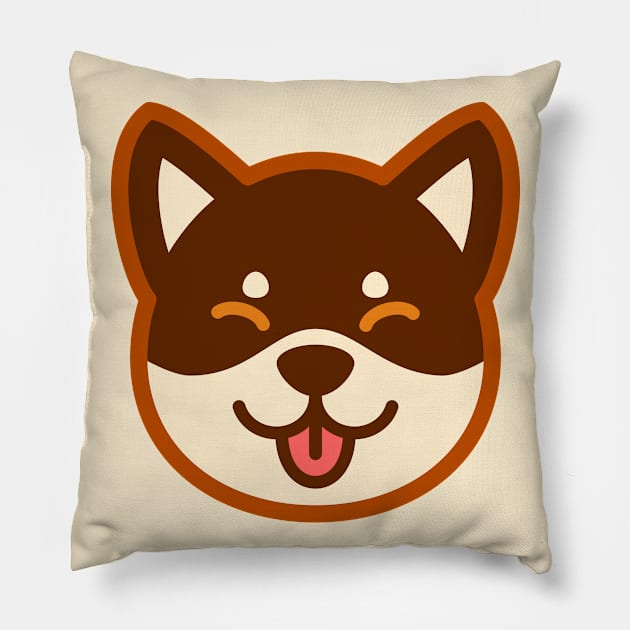 Brown Shiba: Eyes closed tongue Pillow by Red Wolf