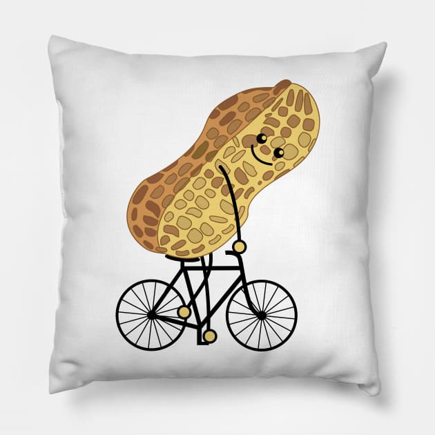 Peanut cyclist Pillow by spontania