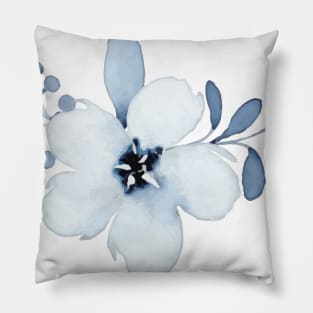 Blue Watercolor Wild Flower Pillow