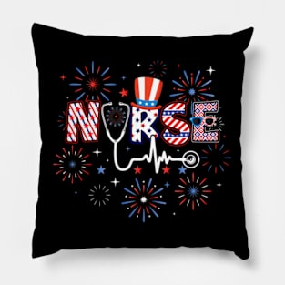 4th Of July Nursing For Women Stethoscope Nurse Graduation Pillow