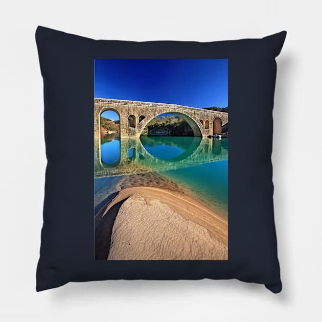 Katafylli - Avlaki bridge (before the flood) Pillow by Cretense72