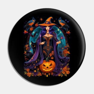 Halloween Spooky Neon Black Magic Witch Pin