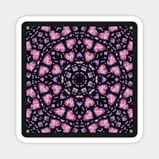 Crystal Hearts and Flowers Valentines Kaleidoscope pattern (Seamless) 25 Magnet