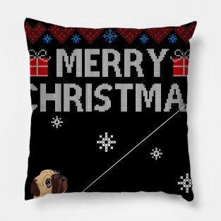 Merry Christmas Funny Naughty Pug Pillow