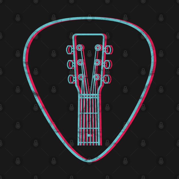 3D Acoustic Guitar Headstock Guitar Pick Dark Theme by nightsworthy