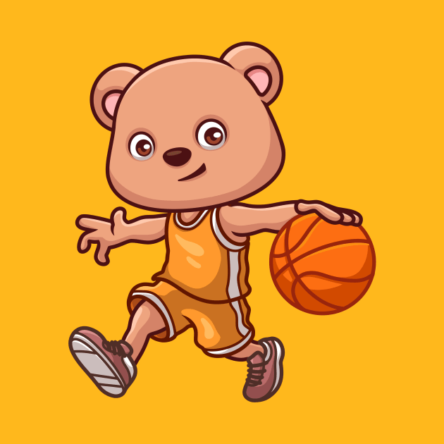 Basketball Bear Cute Cartoon by GumregaStd