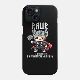 Kawaii Cat in Thor Costume - Almighty Pawr! Phone Case