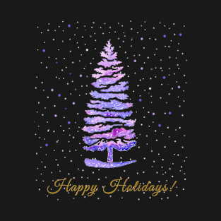 Happy holidays greeting watercolor fantastic pine tree T-Shirt