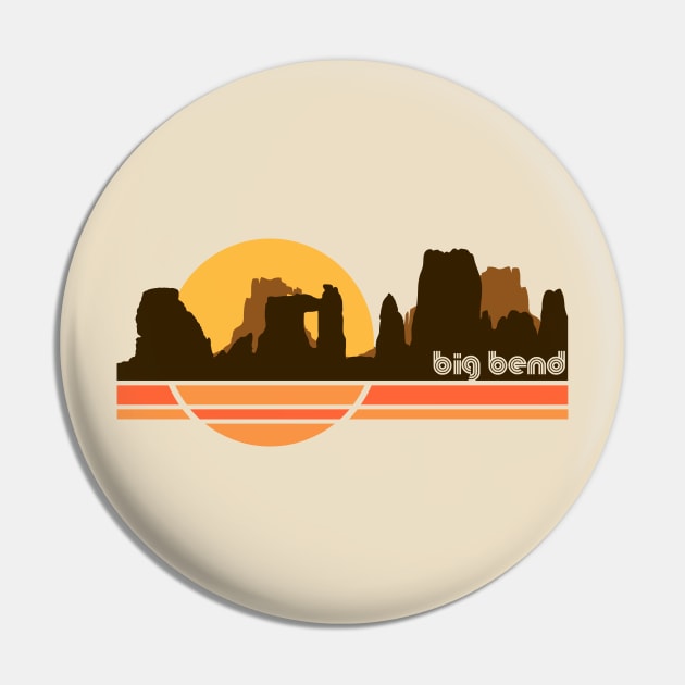 Big Bend National Park Retro 70s Tourist Souvenir Pin by darklordpug