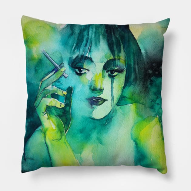 Smoking girl Pillow by Andreuccetti Art