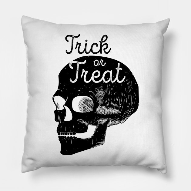 Halloween Skull Trick or Treat (Black) [HT] Pillow by HalloweenTown