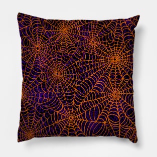 Spiderwebs - Halloween Orange & Purple Pillow