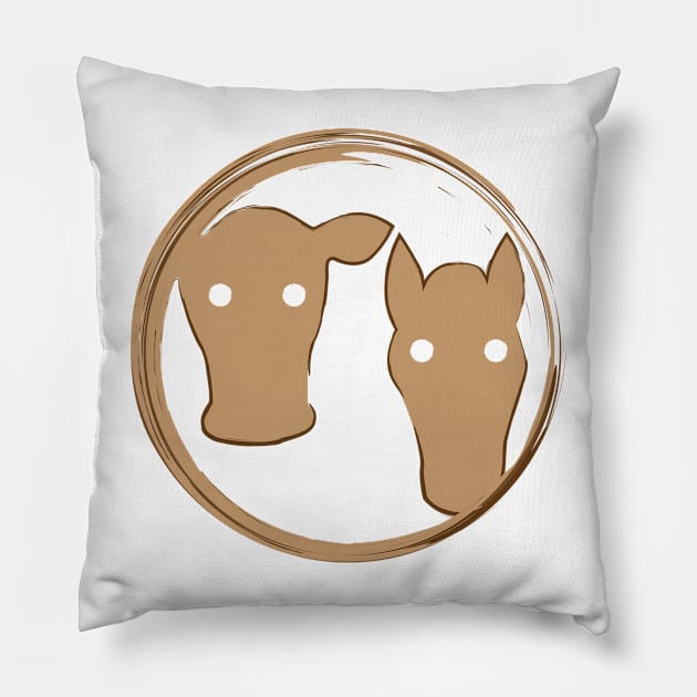 HorseCowCoffee Pillow by agrazettidesign