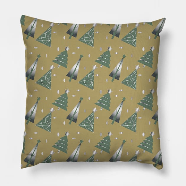 Silver Xmas tree abstract lowpoly Pillow by Cute-Design