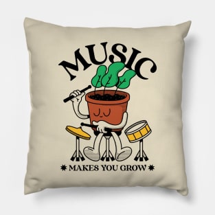 Music Makes You Grow Plant Drummer Pillow